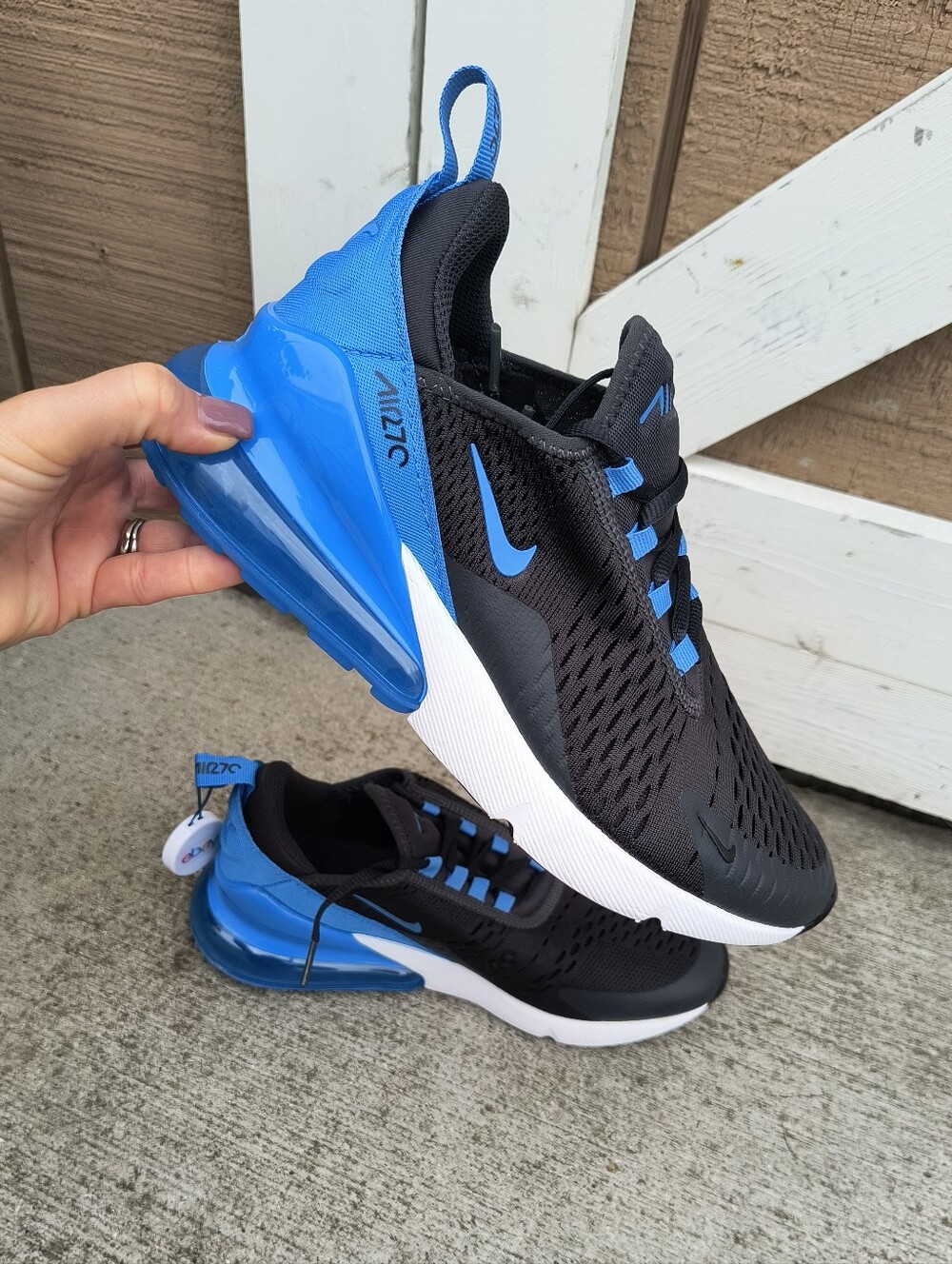 Women's Nike Air Max 270 Gray Blue Sneakers Shoes Size 8.5 / Youth 7 943345-034